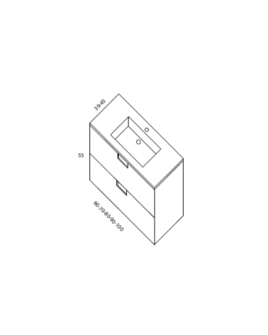 Meuble Suspendu Bois  + Vasque Trento de 60 à 120 cm 2 Tiroirs Salle de Bain | InOutlet Carrelage
