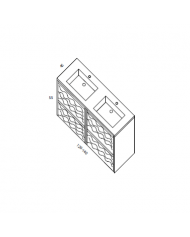 Meuble Suspendu Bois  + Vasque Dune de 120 et 142 cm 4 Tiroirs Salle de Bain | InOutlet Carrelage