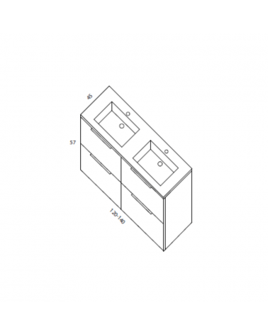 Meuble Suspendu Bois  + Vasque Frankfurt de 120 et 140 cm 4 Tiroirs Salle de Bain | InOutlet Carrelage