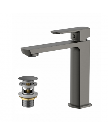 Mitigeur Lavabo "Costa" Gunmetal + Bonde Clic/Clac | InOutlet