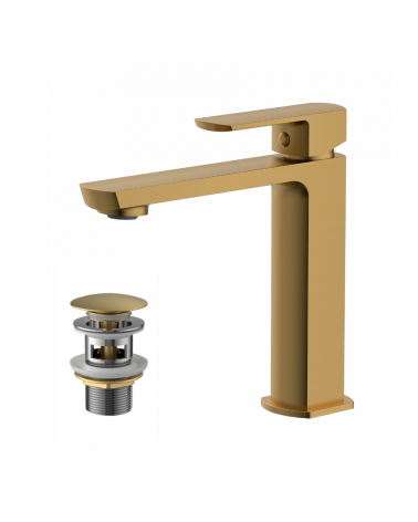 Mitigeur Lavabo "Costa" Or Brossé + Bonde Clic/Clac | InOutlet