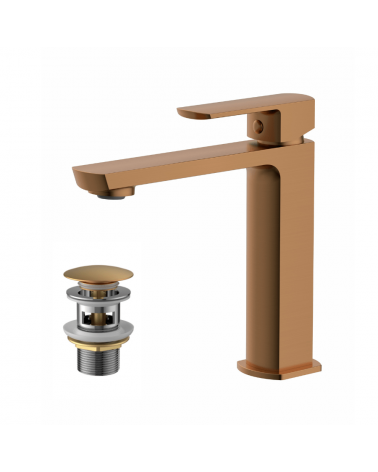 Mitigeur Lavabo "Costa" Or Rose Brossé + Bonde Clic/Clac | InOutlet