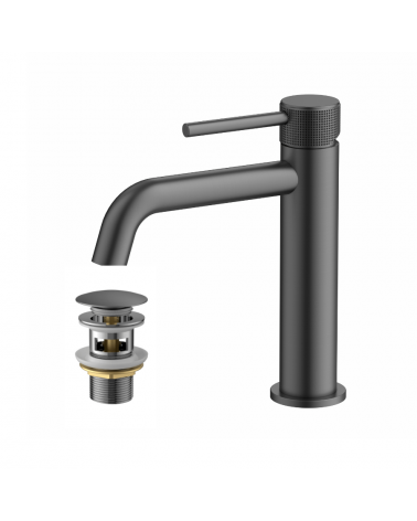 Mitigeur Lavabo "Slim" Gunmetal + Bonde Clic/Clac | InOutlet