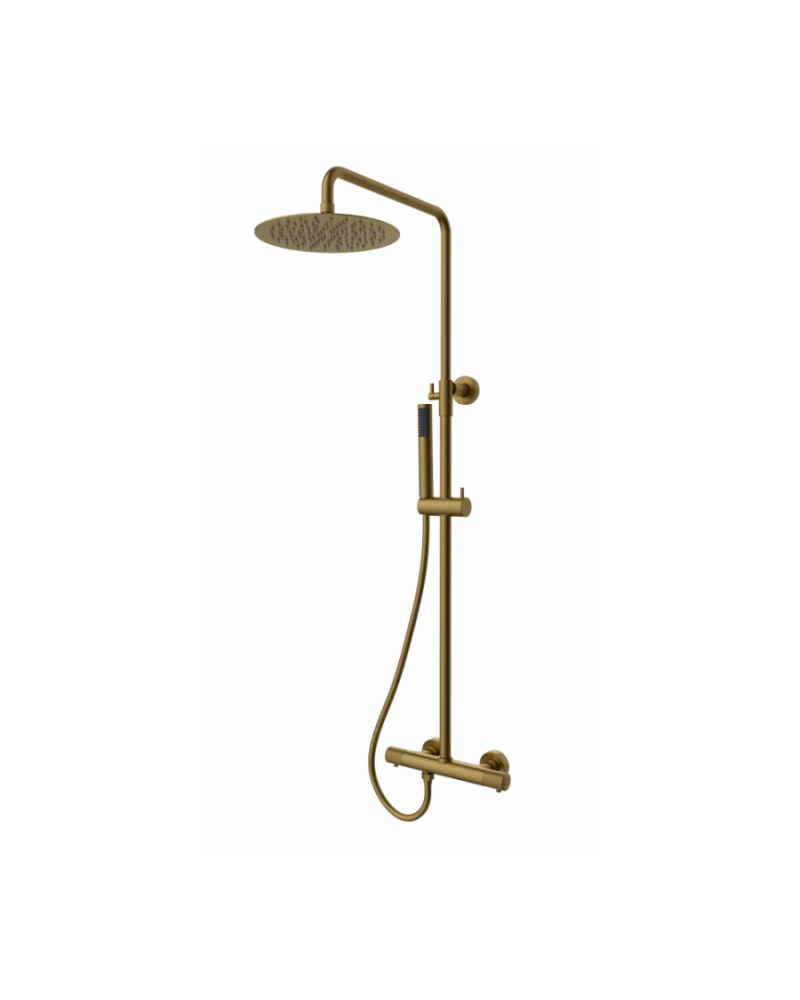 Colonne de douche Thermostatique Slim Rond 25 cm - Or Brossé