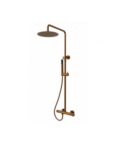 Colonne de douche Thermostatique Slim Rond 25 cm - Or Rose Brossé