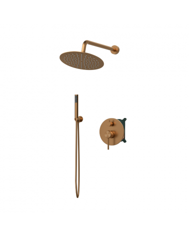 Colonne de douche Encastrée Slim Rond 25 cm - Or Rose Brossé