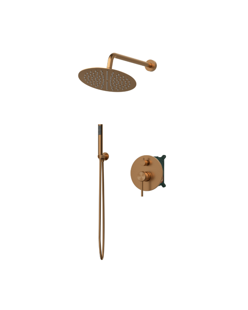 Colonne de douche Encastrée Slim Rond 25 cm - Or Rose Brossé