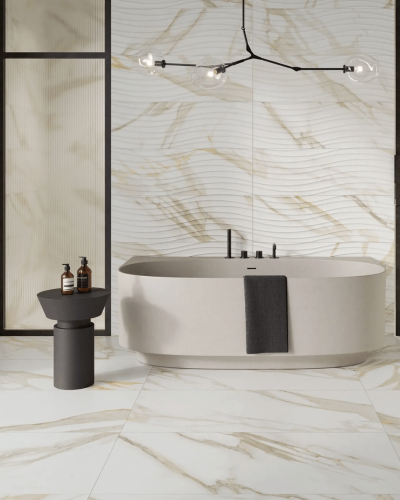 Carrelage Marbré Blanc et Or Satiné 60x120 cm| Inoutlet Carrelage