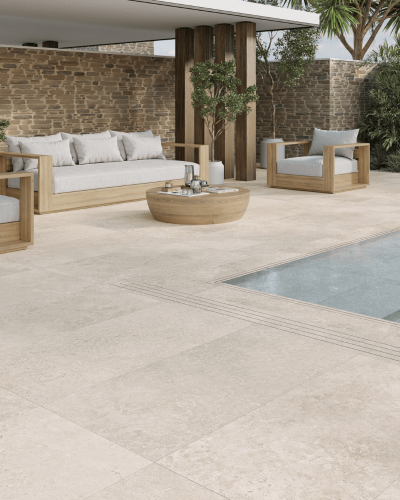 Carrelage 60x120 cm Aspect Travertin Beige R11 Antidérapant | InOutlet