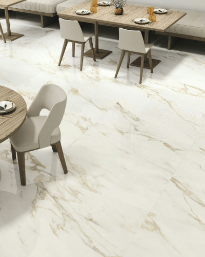 Carrelage Blanc marbré Doré Poli Rect. 60x120 cm | Inoutlet