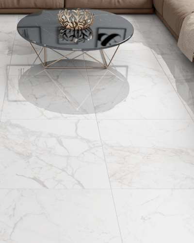 Carrelage Marbre Blanc Brillant 60,8x60,8 cm| InOutlet Carrelage