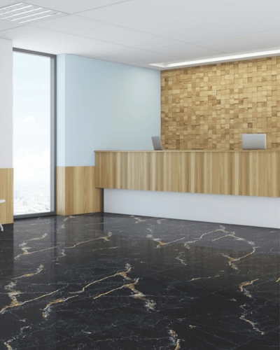 Carrelage Marbre Noir et Or Cezar Poli Rect. 60X120 cm| Inoutlet