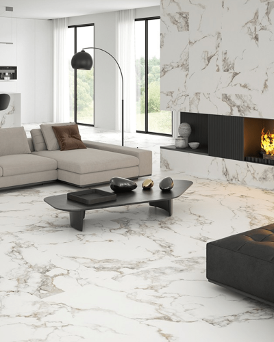 Carrelage Marbre Blanc Doré  Mate 60x120 cm  | Inoutlet