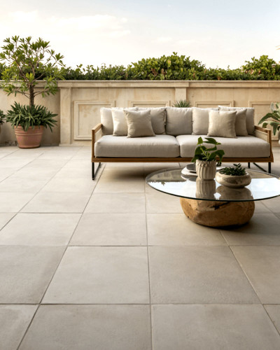 "Concrete Beige" Carrelage Béton Beige Antidérapant 75x75 cm| InOutlet