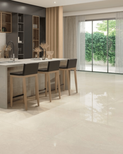 Carrelage Effet Pierre Crème poli Rect. 60x120 cm| InOutlet