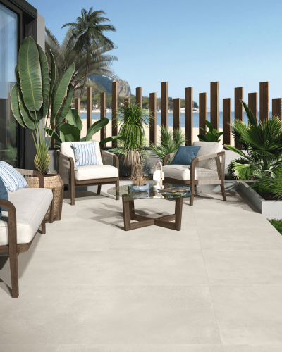 Carrelage Effet Béton Ciré Ivoire mat Rect. 80x80 cm| InOutlet