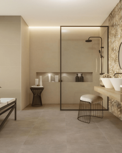 "Blaze Marfil" Carrelage Béton Ciré Beige Mat Rect 60x120 cm| InOutlet