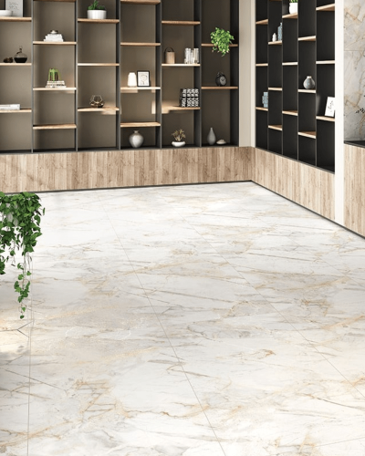 Carrelage Imitation Marbre Blanc et or Mat  80x160 cm| InOutlet