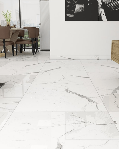 Carrelage Imitation Marbre Blanc Poli 80x80 cm| InOutlet