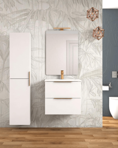 Meuble Suspendu Bois  + Vasque Frankfurt de 60 à 120 cm 2 Tiroirs Salle de Bain | InOutlet Carrelage