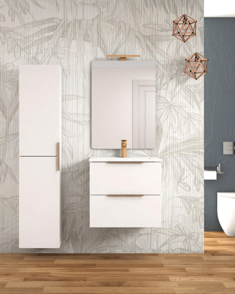Meuble Suspendu Bois  + Vasque Frankfurt de 60 à 120 cm 2 Tiroirs Salle de Bain | InOutlet Carrelage