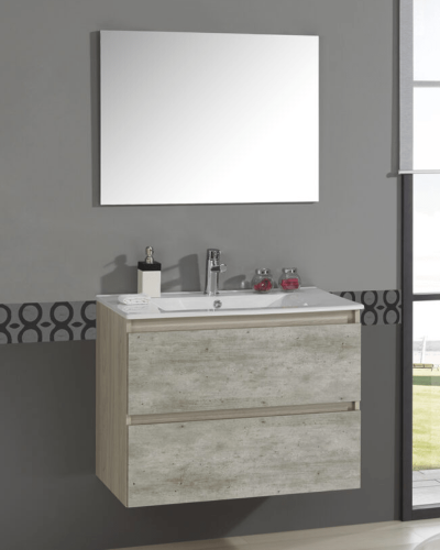 Meuble Suspendu Bois  + Vasque Beverly de 60 à 120 cm 2 Tiroirs Salle de Bain | InOutlet Carrelage