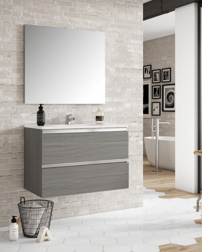 Meuble Suspendu Bois  + Vasque River de 120 et 140 cm 4 Tiroirs Salle de Bain | InOutlet Carrelage