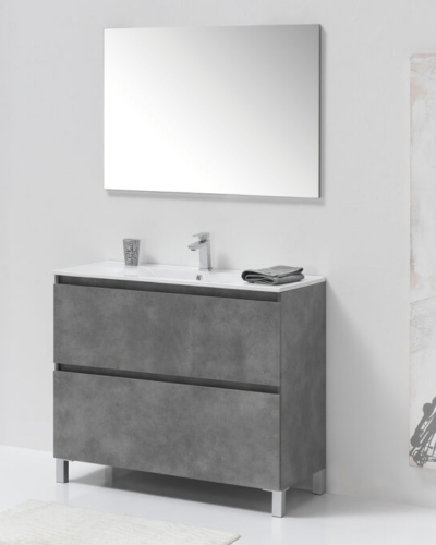 Meuble sur pied 2 Tiroirs Blanc Brillant  + Vasque Malibú de 60 à 100 cm  Salle de Bain | InOutlet Carrelage