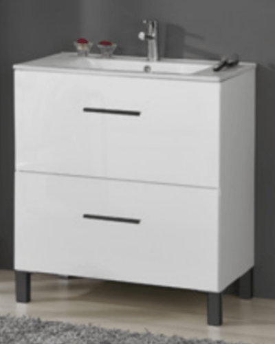 Meuble Sur Pied avec 2 tiroirs Blanc Brillant  + Vasque Spring de 60 à 100 cm 2 Tiroirs Salle de Bain | InOutlet Carrelage
