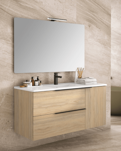 Meuble Suspendu en Marbre Noir + Vasque Viena de 80 à 100 cm 2 Tiroirs Salle de Bain | InOutlet Carrelage