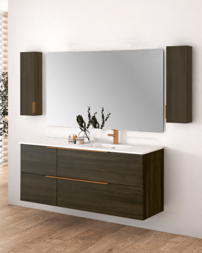 Meuble Suspendu Bois  + Vasque Berlín de 80 à 120 cm 4 Tiroirs Salle de Bain | InOutlet Carrelage