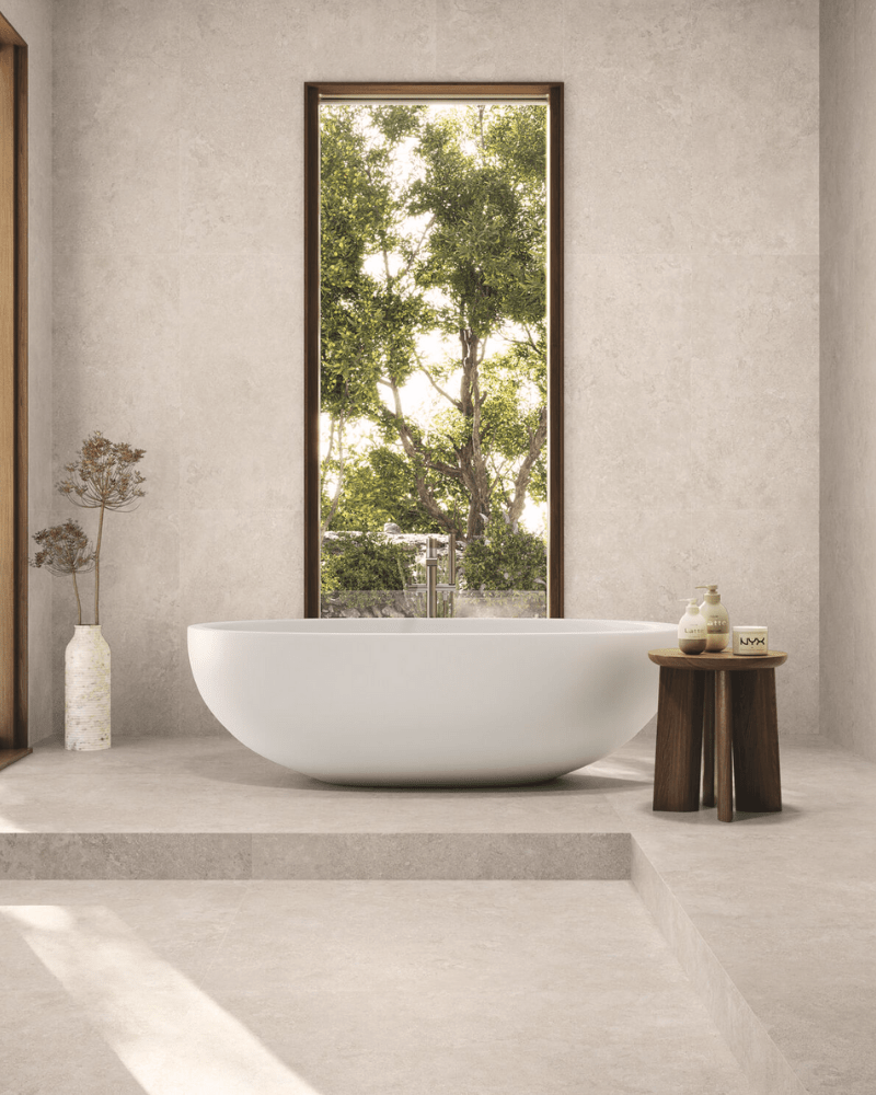 Carrelage effet Béton Ciré Antidérapant Beige 60x120 cm | Inoutlet Carrelages