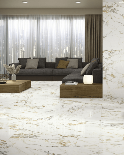 Carrelage Effet Marbre Blanc Rect. 120x120 cm "Bellagio Pulido" | InOutlet Carrelages