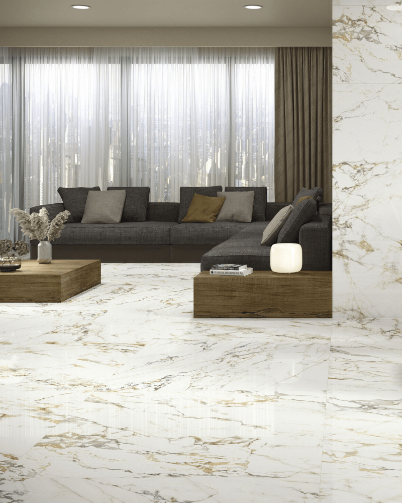 Carrelage Effet Marbre Blanc Rect. 120x120 cm "Bellagio Pulido" | InOutlet Carrelages