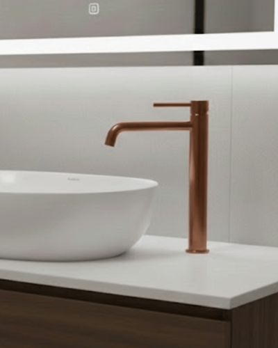 Mitigeur Lavabo Haut "Slim" Or rose brossé| InOutlet Carrelages