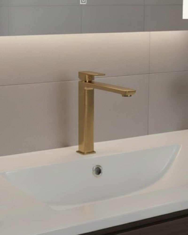 Mitigeur Lavabo Haut "Costa" Or brossé | InOutlet Carrelages