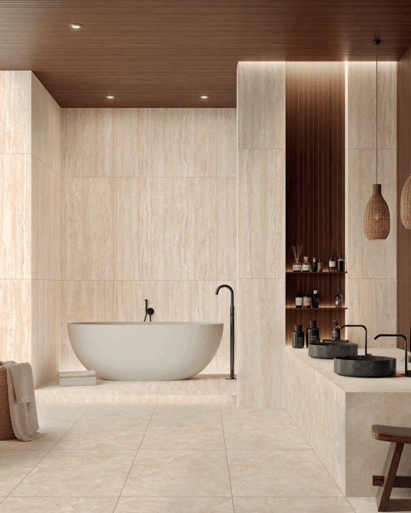 Carrelage Pierre Beige Mate Rect. 60X120 cm| Inoutlet Carrelages