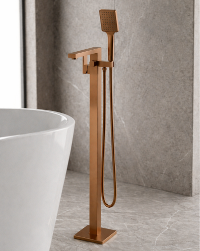 Mitigeur Bain douche sur pied "Costa" Or rose brossé | InOutlet Carrelages