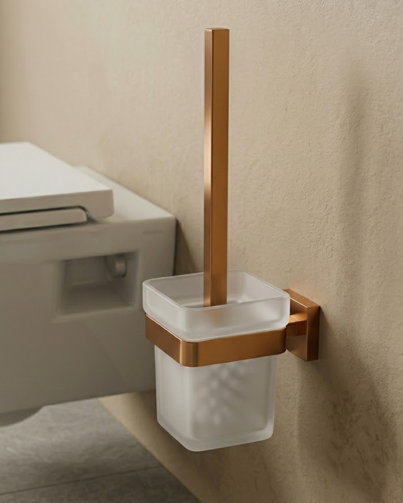Porte Brosse Toilette "Costa" Or rose brossé | InOutlet Carrelages