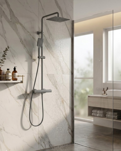 Colonne de douche Thermostatique Costa Carré - Gunmetal